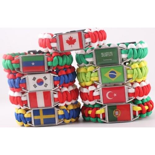 National Flags Brazil Saudi Arabia Slovakia South Korea Jewelry Paracord Bracelet for Men Girls Boys