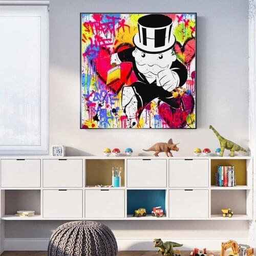 Graffiti Art of Alec Monopoly Modern Canvas Paintings on the Wall Art Posters and Prints Street Art Wall Decorative Pictures