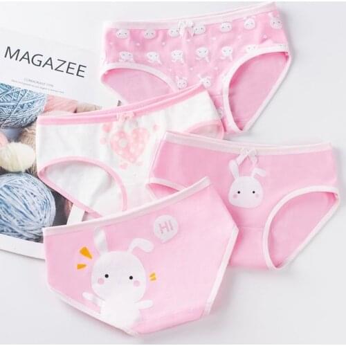 4pc/lot Cotton Panties for Kid Girls Cartoon Soft Underwear Panties Children Teenage Briefs Comfortable Underpants
