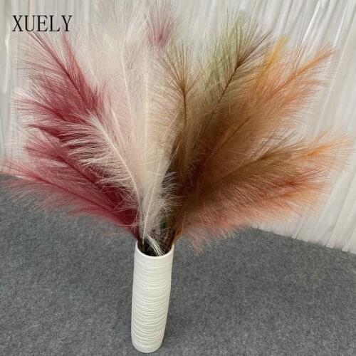 84CM/pc Seven-head Feather Phoenix-tail Artificial Flower 9-color Silk Fluff Bouquet Home Wedding Decoration High Quality