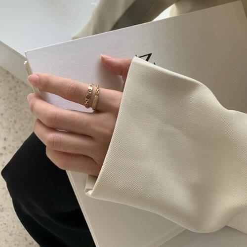 Rings for Women Fashionable Double-layer Geometric Opening Adjustable Ring Simple Elegant Jewelry Accessories Wholesale