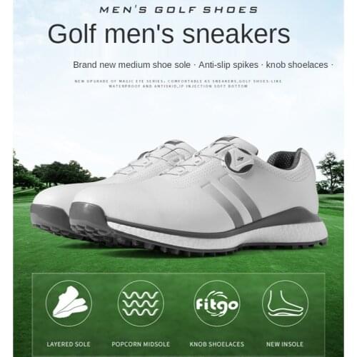 Mens Golf Shoes Waterproof Breathable Casual Sports Shoes Male Non-Slip Rotating Buckle Golf Sneakers 39-44
