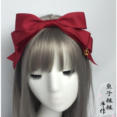 Multi color Lolita SOFT Girl Large Bow KC Daily Life Gorgeous-Crown Pendant Reddish Black Powder Violet Blue Hair Accessories