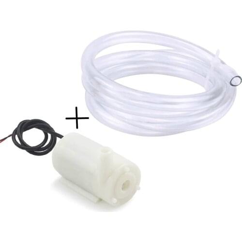 Mini Water Pump Micro Submersible Motor Pump + 1M Clear Vinyl Tubing Flexible PVC Tubing for Fish Tank Fountain Aquarium
