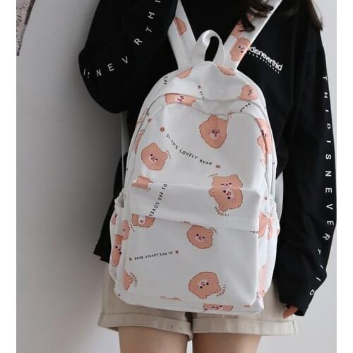 Fashion Cartoon Printed Korean Backpack Women Summer Lightweight School Bags for Teenage Girls Casual Travel Backpacks Ladies