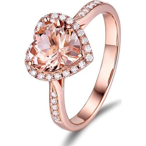 MOONROCY Cubic Zirconia Rings Silver Color Crystal Wedding Ring Heart Champagne Gift for Women Jewelry Wholesale Dropshipping