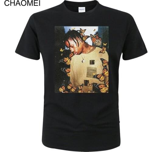 2020 Travis Scott Butterfly Men T Shirt Effect Rap Music Cover Male Cotton Hip Hop T-shirt Summer Casual Tops Cool Tees C151