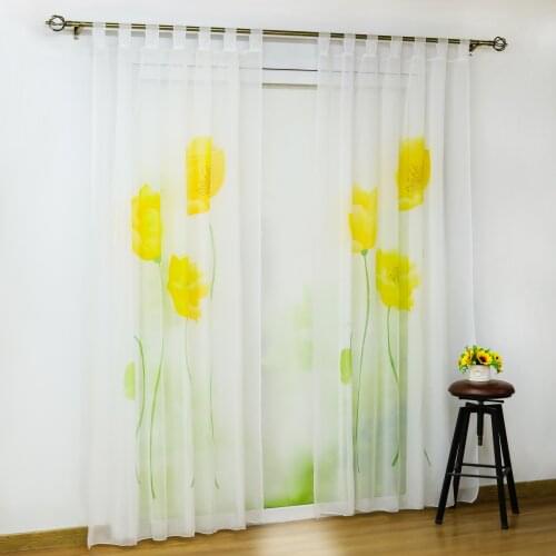 New Design Floral Printing Sheer Window Curtain Voile Screening Panel 1 PCS/Lot