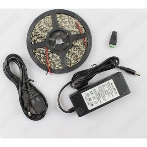 New arrival Waterproof LED Strip light 3528 5M 600led multi-color 12v 5A power adapter, led strip 3528 rgb free shipping