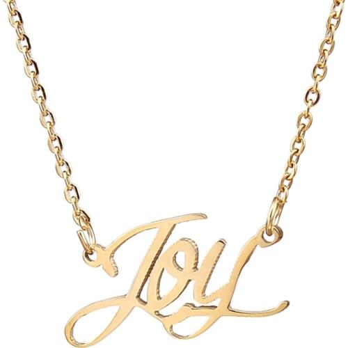 Joy Name Necklace Personalised Stainless Steel Women Choker 18k Gold Plated Alphabet Letter Pendant Jewelry Friends Gift