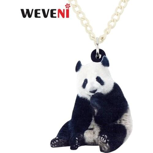 WEVENI Acrylic Happy Chinese Panda Necklace Pendant Chain Choker Anime Jewelry For Women Girls Cheap Kid Gift Bijoux Wholesale