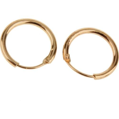Phenovo 2pcs 12x1.5mm Hinged Sleeper Hoops Copper Gold Simple Fashion for Lover Family Friends and Coworkers