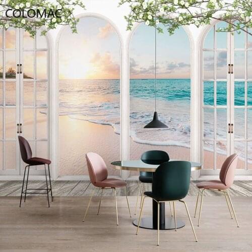Colomac Custom 3D Pink Ocean Sea Wallpaper Space Extension Living Room Bedroom Background Mural Stickers Decor Dropshipping