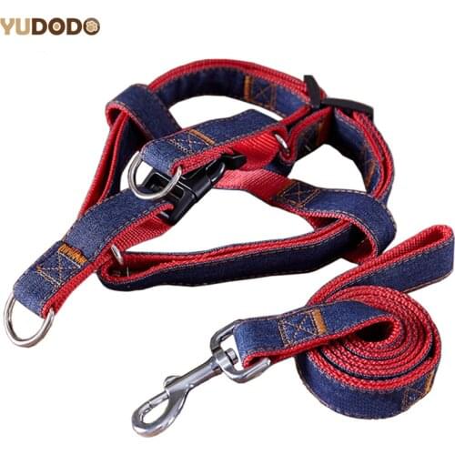 4 Size Dog Leashes Adjustable Denim Pet Harness Set Lead Leash Training Walking Belt For Small Medium Puppy Dogs Cats