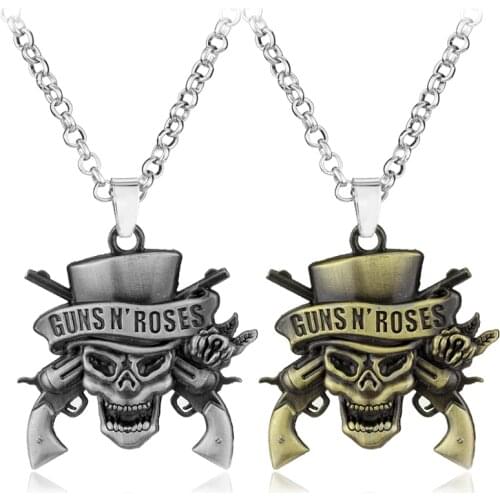 Rock Band Guns N' Roses Necklace Horror Skull Mask Pendant Necklace Women Men Hip Hop Jewelry Gifts