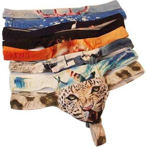 Sexy 2020 New Man Polyester Print Thongs Male Sexy Penis T-back Underwear Panties Gay Military Mini Strings Jockstraps Underwear