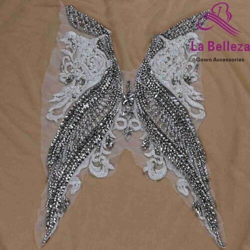 Silver /white/Red/Gold large pattern with heavy beads applique patch crystal Rhinestone patch wedding dress Accessories