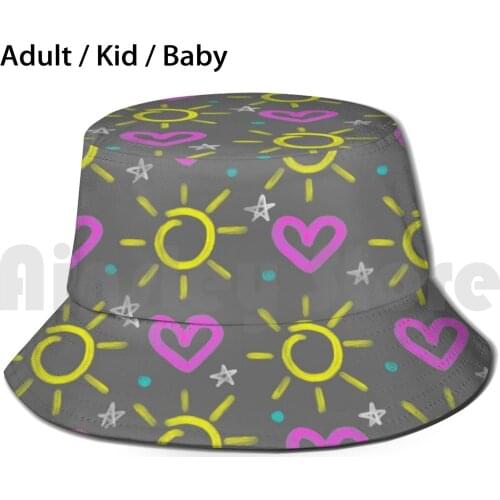 Hearts And Sunshine Sun Hat Foldable UV Protection Heart Sun Sunshine Love Stars Cute Whimsical Fun Teen Tween