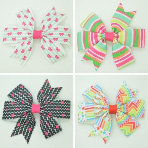 SUPWRF 3.1'' Striped Black and white pink kids hair accessories hair bow With Clip hair Ribbon headwear wholesale 20 PCS T0929