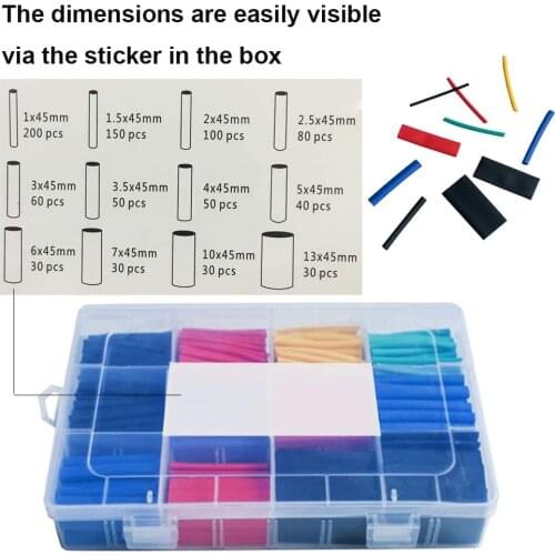 850 pieces Heat Shrinkable Tubing, Ratio 2: 1, Heat Shrink Tubing Kit for Insulation 5 Colors 12 Size