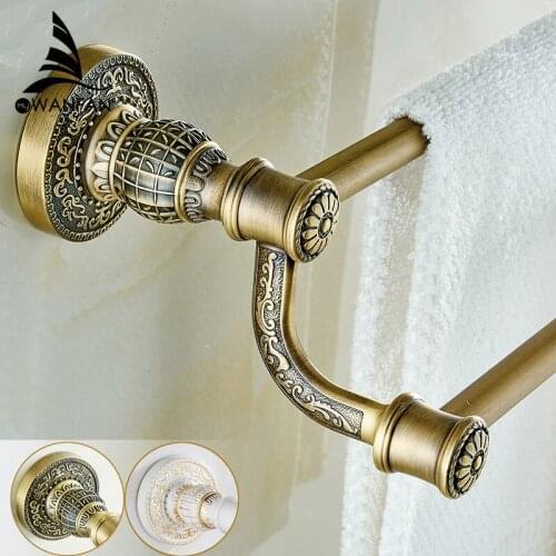 Vintage Design White/Antique Double Towel Bar Continental Bathroom Accessories Sanitary Wares Towel Rack Towel Shelf SL-7809
