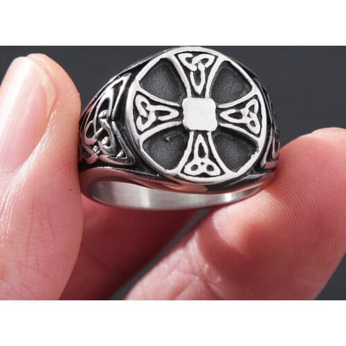 Vintage Norse Viking Ring Men Stainless Steel Cross Viking Celtics Knot Ring Fashion Biker Jewelry Amulet Gift Wholesale