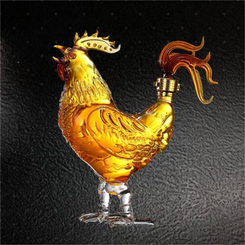 Top quality creative animal chicken shaped 750ml whiskey decanter home bar glass decanter for Liquor Scotch Bourbon
