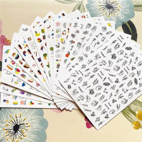 WG253 WG255 Colored abstract face-geometric lines 3D Back glue Nail decal Nail sticker Nail decoration Nail art Nail ornament