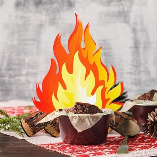 Funny 3D Flame Cardboard Happy Halloween Party Decor For Home Flame New Year Flame Ornaments Easter Christmas Fire Pile Decor