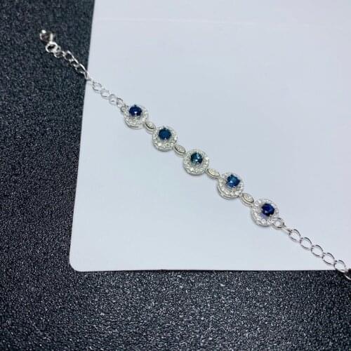Blue natural sapphire Bracelets for Women Friendship925 Sterling Silver Jewelry Romantic Birthstone Gemstone