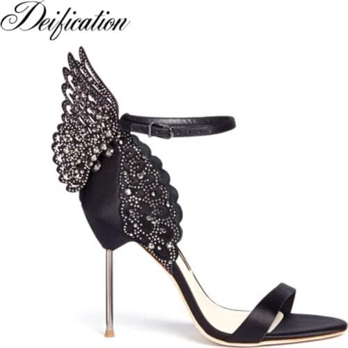 Deification Sweet Thin High Heels Hot Ladies Sandals Butterfly Wings Design Sandalias Chaussures Femmes Ankle Strap Runway Shoes
