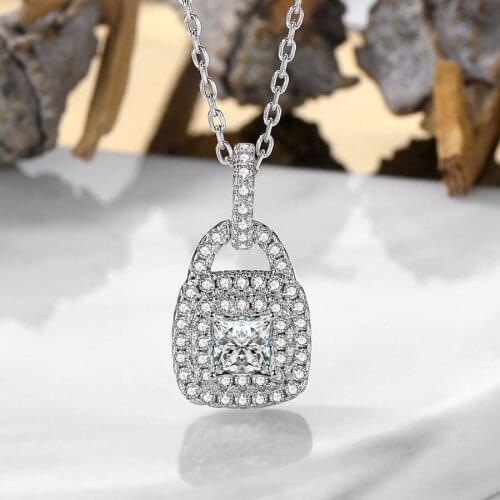 Female Neck Accessories Trendy 925 Sterling Silver full Cubic Zircon handbag shape pendant necklace for women/ Girl
