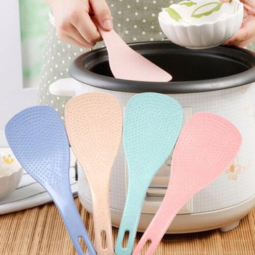 1PC Lovely Kitchen Ladle Non Stick Rice Paddle Meal Spoon Wheat Straw PP Household Plastic Non-Stick Rice Spoon