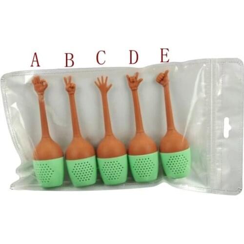 100pcs/lot Gesture style Tea Strainer Teapot Thumb OK Silicone Tea Infuser Filter Tea & Coffee Drinkware