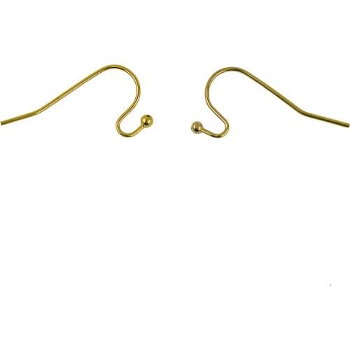 100 Pieces Gold Brass French Wire Dot Ball Earring Hook Dangle Connectors DIY Findings