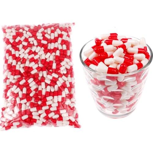 1000Pcs Empty Hard Gelatin Capsule MedicineCapsule Red And White Empty Pill