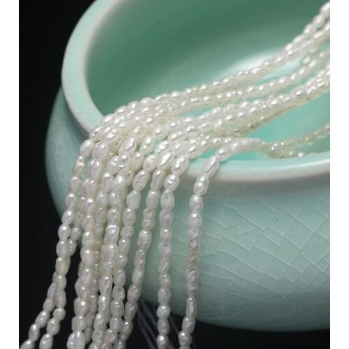 2-2.5mm Natural Freshwater Cultured Pearls Beads Small Rice Shape 100% Natural Pearls for Jewelry Making DIY Strand 39cm