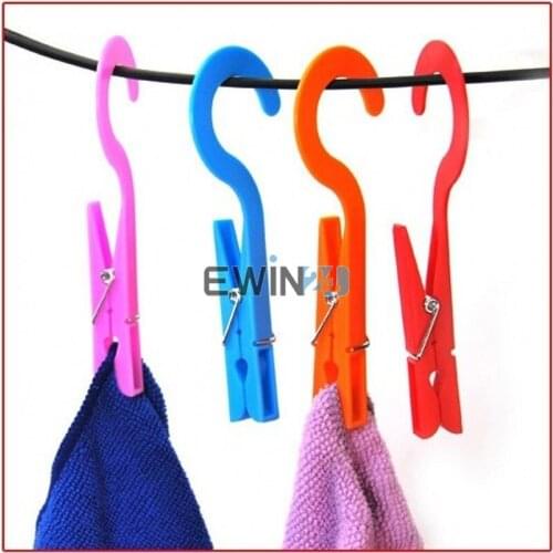 20 X Multifunction Hanger Hook Clips Portable Home Laundry Travel Clothes Towels Hanger Hook Clips
