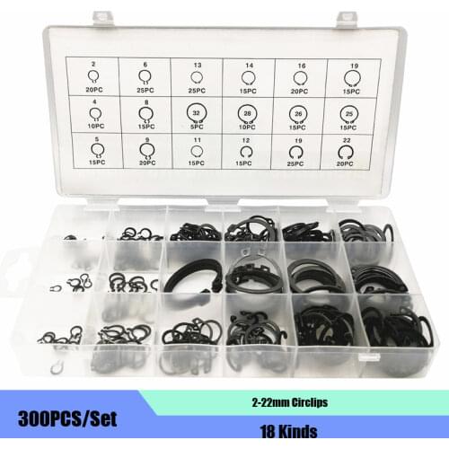 300PCS/Set 1.2-20 C Shape Lock Snap Circlips Shaft Collar Fasten Parts
