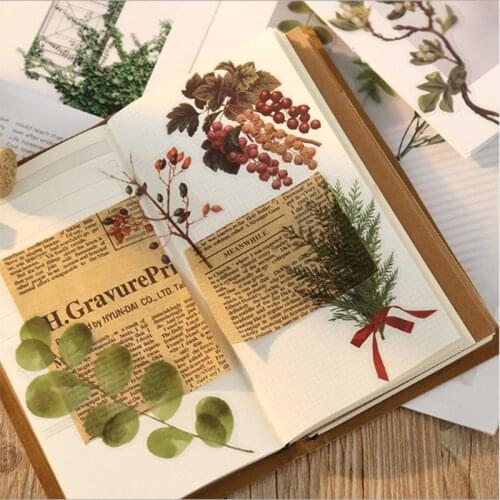 40pcs/pack Vintage Stickers Plant Stickers for Diy Scrapbooking naklejki Decoration Stationery Gift for Kids