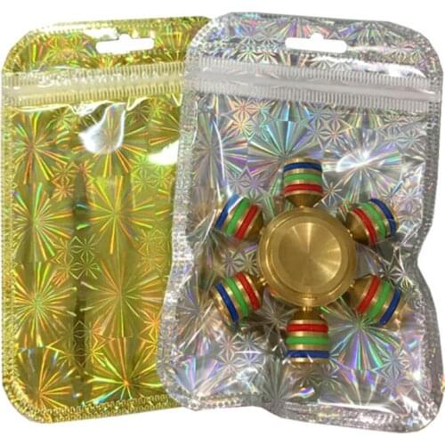 50 PCS Holographic Ziplock Bag Aluminum Foil Pouches for Cosmetic Makeup Hologram Jewelry Candy Zipper Bags Wholesale Package