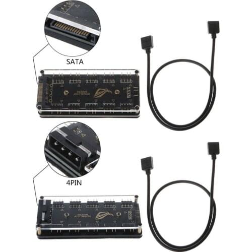 5V 3-pin RGB 10 Hub Splitter SATA Power 3pin ARGB Adapter Extension Cable for GIGABYTE MSI A SUS ASRock LED
