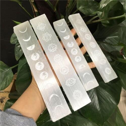 7 Chakra Selenite Slab Point Magic Wand Symbol Mineral Meditation Specimen Reiki Healing Stone