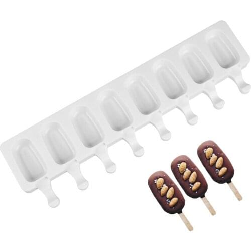 8 Cavity Ice Cream Mold Popsicle Silicone Molds DIY Homemade Fruit Juice Dessert Ice Pop Lolly Tray Mould