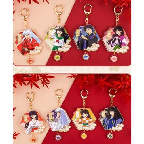 Cosmile Inuyasha Kikyo Sesshoumaru Rin Acrylic Pendant Toy Keychain Keyring Strap 8pcs Set Cosplay Official C