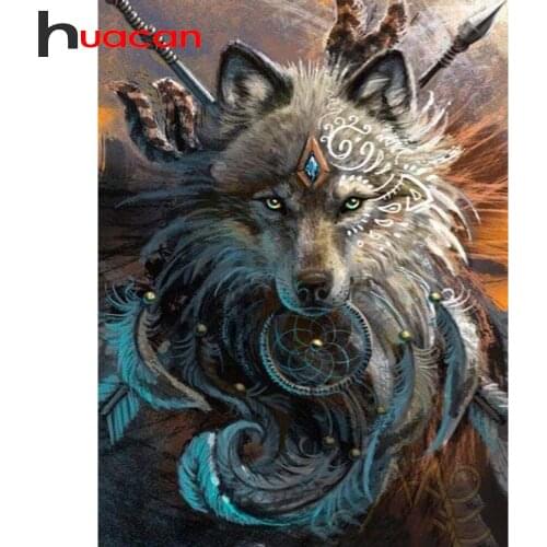 Huacan 5D DIY Diamond Painting New Arrivals Wolf Diamond Mosaic Embroidery Animals Paintings For Interior Home Decoration