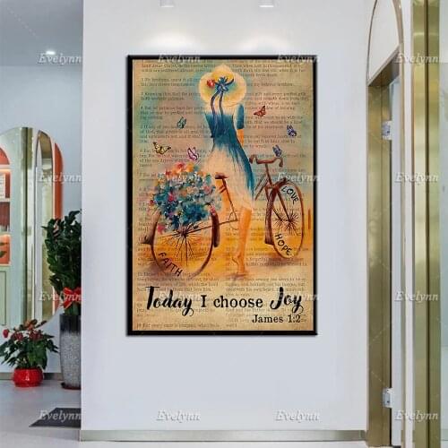 Bible Today I Choose Joy Cycling Vintage Poster/Cycling Lover Poster/Cycling Wall Art Prints Home Decor Canvas Unique Gift