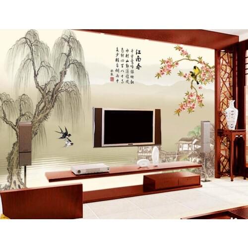 Large papel de parede,Chinese style spring landscape mural,restaurant study living room sofa TV wall bedroom 3d wallpaper