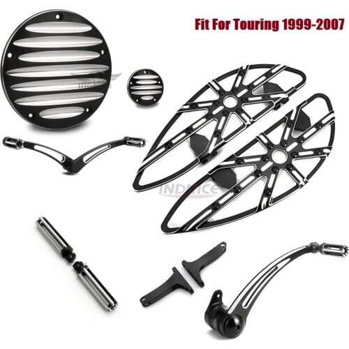 Black Gauge Driver foot boards Brake shifter levers Derby Cover timer cover For harley 1999-2007 Road King FLHR 2006-2007 Tourin