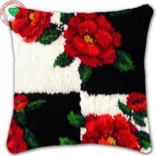 Flowers Latch hook rug kits cushion Diy Pillowcase Cross-stitch carpet cushion embroidery pillowcase thread Craft Home Decor